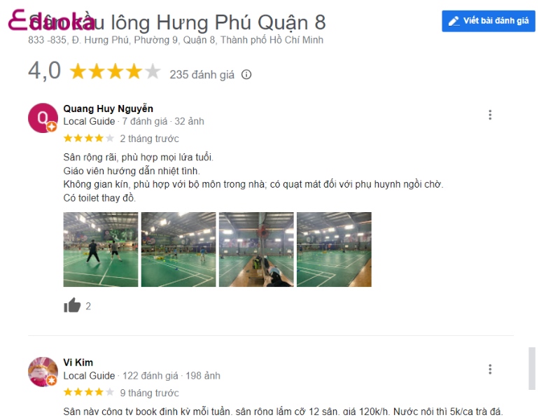 Các vợt thủ nói gì về sân đánh cầu lông Hưng Phú?