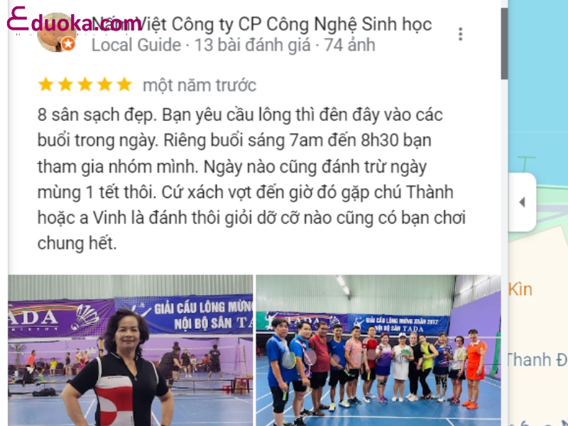 Nhận xét của các vợt thủ về sân cầu lông Tada (Thanh Đa)