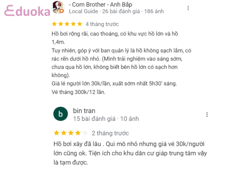 Review của khách hàng về hồ bơi Đại Đồng