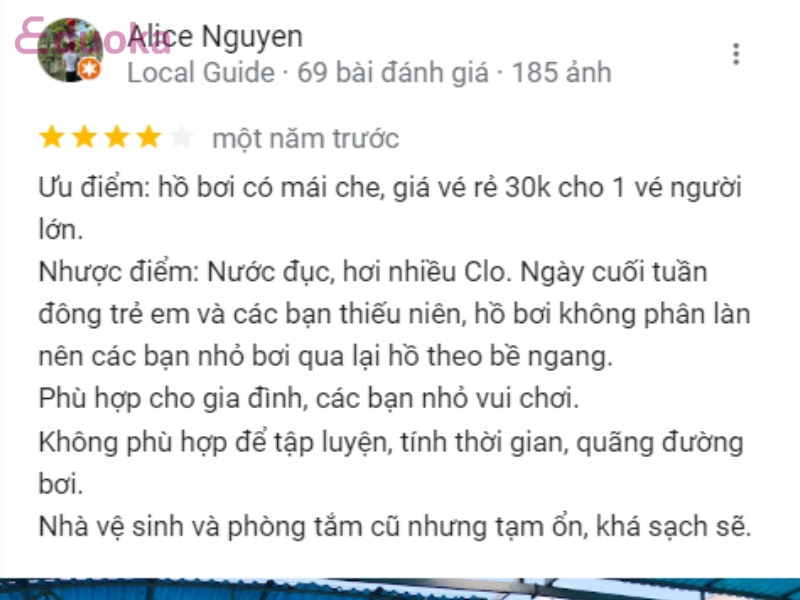 Review của khách hàng về hồ bơi Lido