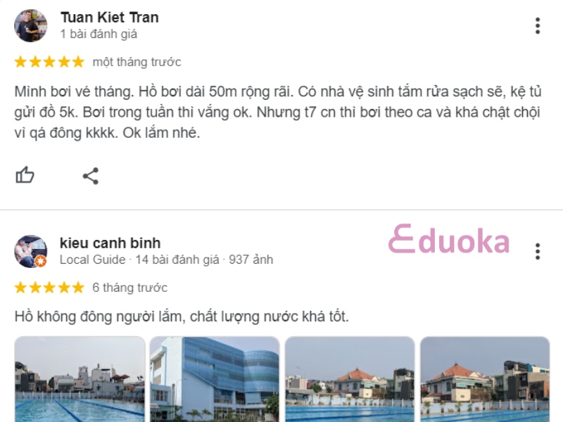 Một số đánh giá của khách hàng về hồ bơi Làng Hoa