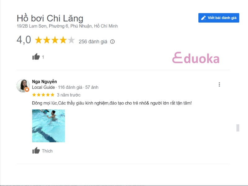 Review của khách hàng về hồ bơi Chi Lăng