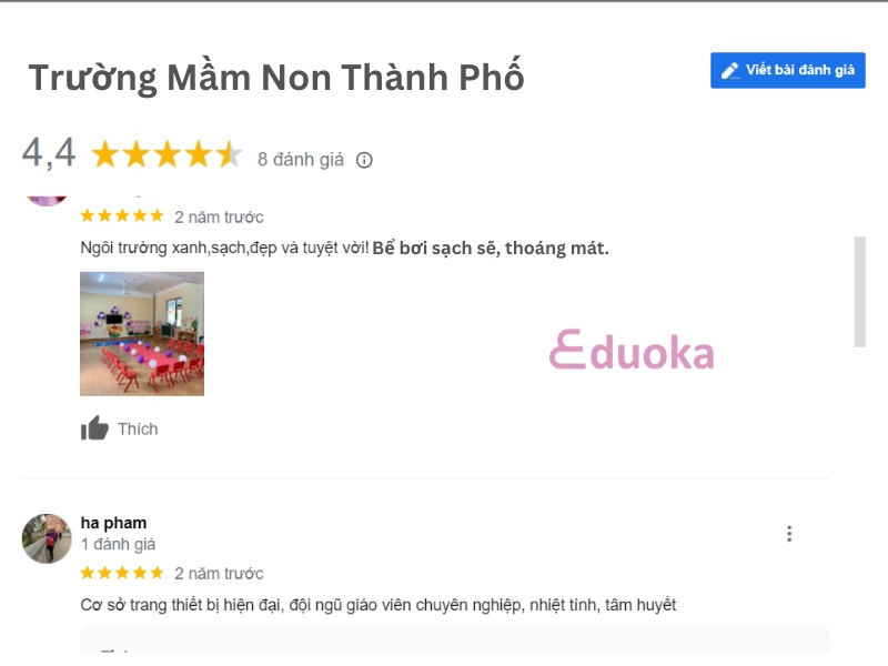 Đánh giá của khách hàng về hồ bơi Hồ Bơi Trường Mầm Non Thành Phố Quận 3