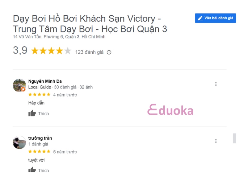 Một số đánh giá của khách hàng về hồ bơi Khách Sạn Victory