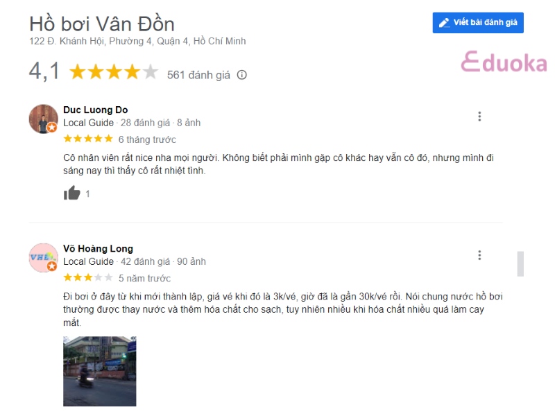 Review của khách hàng về Hồ Bơi Vân Đồn