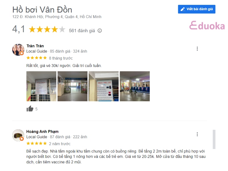 Review của khách hàng về Hồ Bơi Vân Đồn