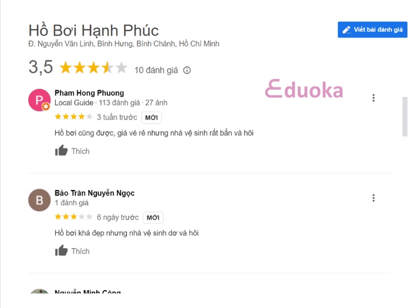 Cảm nhận của khách hàng về Hồ Bơi Hạnh Phúc