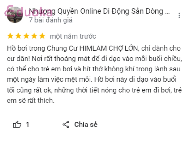 Đánh giá của khách hàng về hồ bơi chung cư Himlam