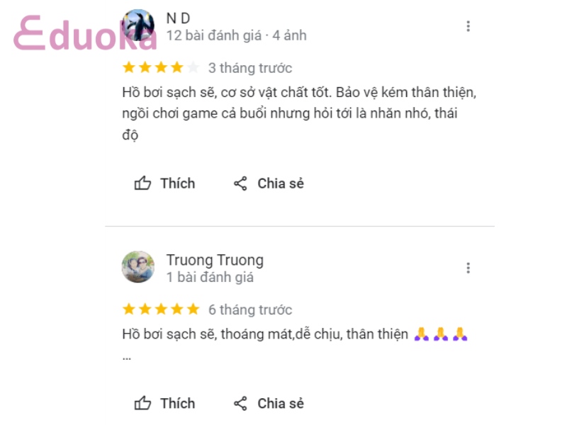 Đánh giá của khách hàng về hồ bơi chung cư Himlam