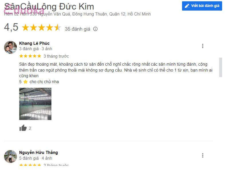 Đánh Giá Của Các Vợt Thủ Về Sân Cầu Lông Đức Kim