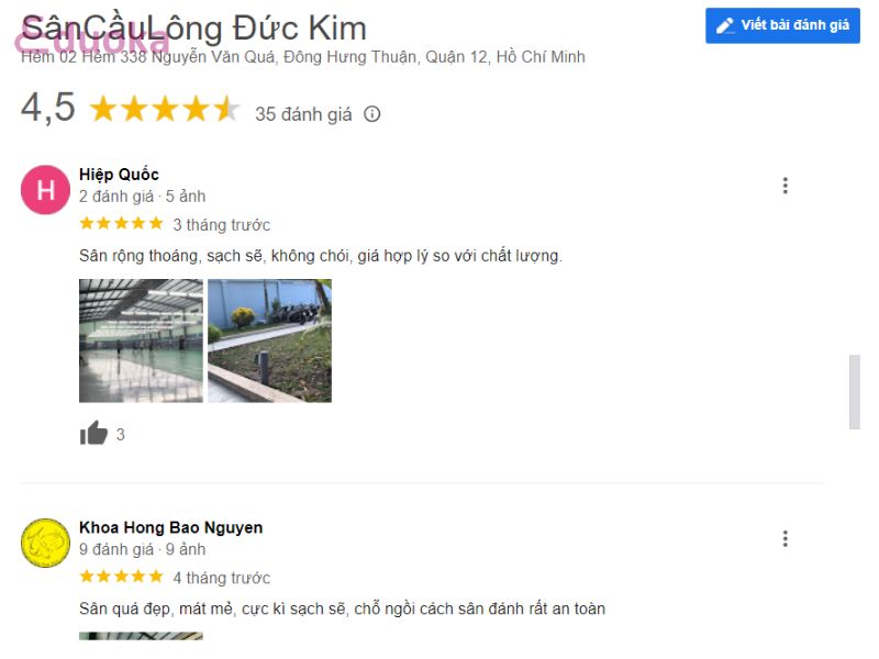 Đánh Giá Từ Các Vợt Thủ Về Sân Cầu Lông Đức Kim