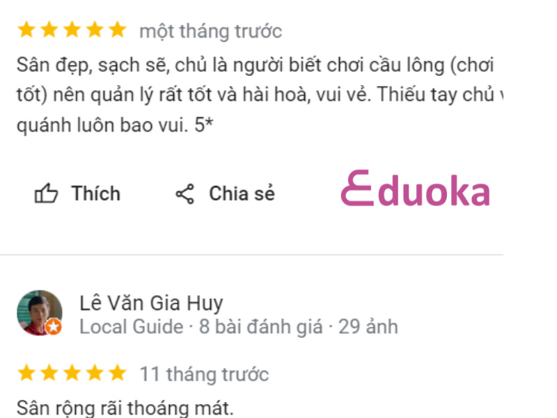 Đánh giá của các vợt thủ về sân cầu lông Quang Vinh