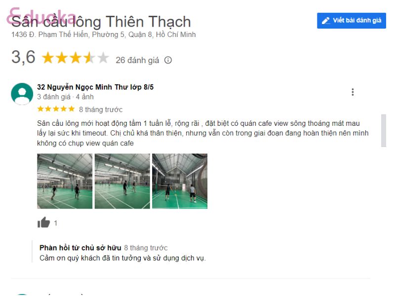 Cảm nhận Của Các Vợt Thủ Về Sân cầu lông Thiên Thạch 