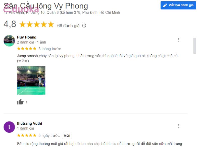 Cảm nhận từ các vợt thủ về Sân Cầu lông Vy Phong