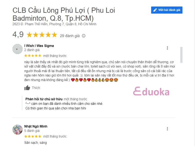 Đánh giá của các vợt thủ về CLB Cầu lông Phú Lợi