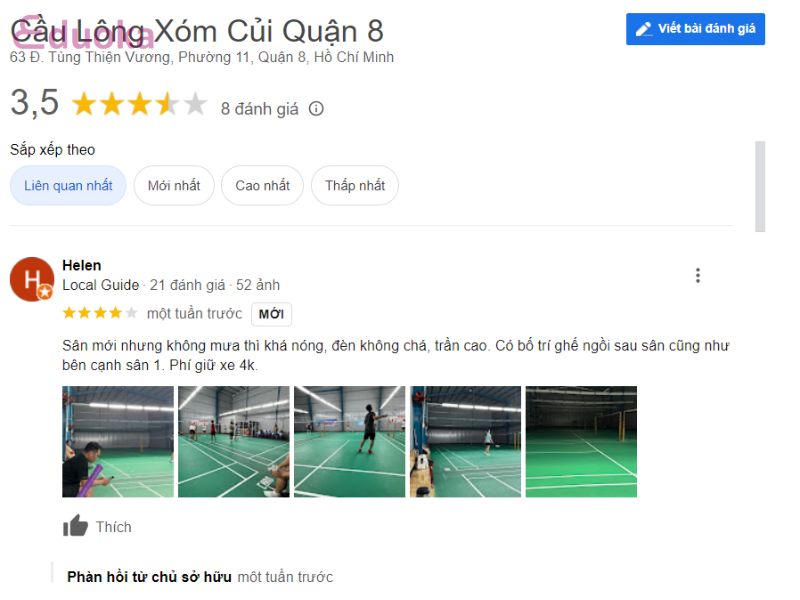 Đánh Giá của Các Vợt Thủ về Sân Cầu Lông Xóm Củi Quận 8