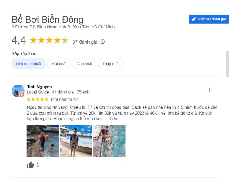 Đánh Giá Của Khách Hàng Về Bể Bơi Biển Đông