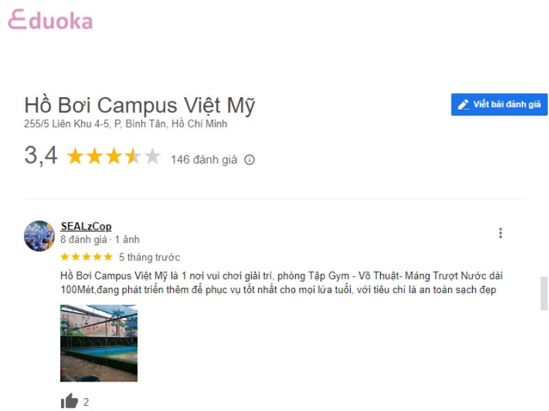 Đánh Giá Của Khách Hàng Về Hồ Bơi Campus Việt Mỹ