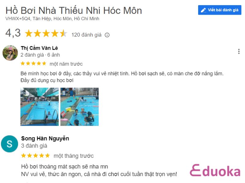 Cảm nhận của khách hàng về Hồ Bơi Nhà Thiếu Nhi Hóc Môn