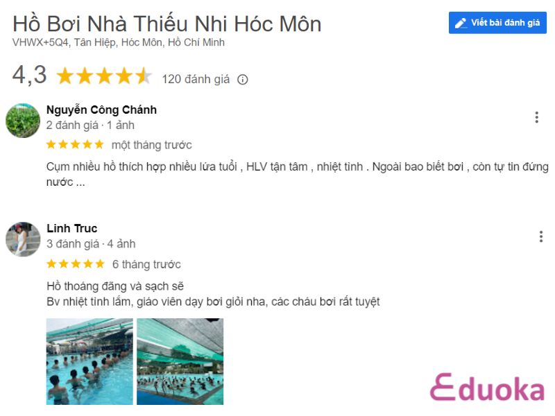 Cảm nhận của khách hàng về Hồ Bơi Nhà Thiếu Nhi Hóc Môn