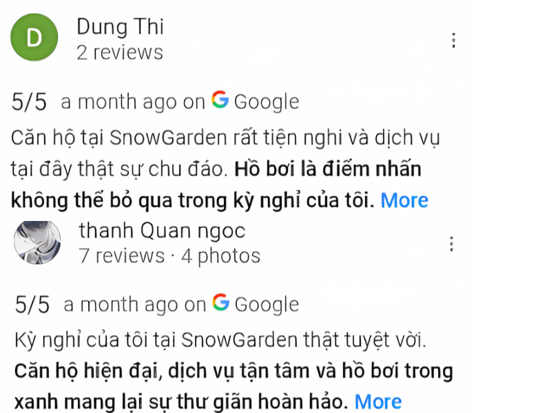 Đánh giá và Trải Nghiệm của Khách Hàng Về Bể Bơi Snow Garden Apartment