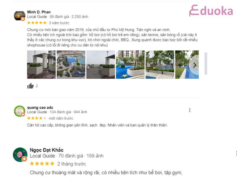 Nhận xét của khách hàng về Hồ Bơi chung cư Saigon South Residences