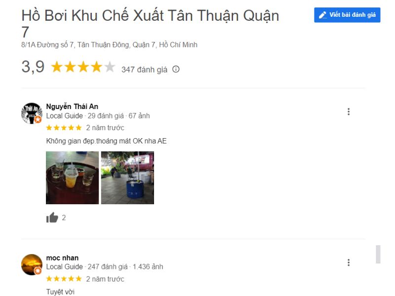 Đánh Giá Của Khách Hàng Về Hồ Bơi Khu Chế Xuất Tân Thuận Quận 7