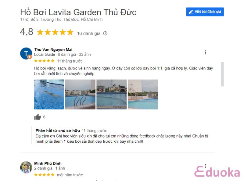 Đánh Giá của Khách Hàng về Hồ Bơi Lavita Garden Thủ Đức