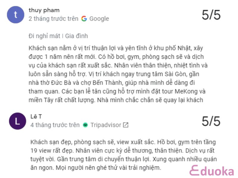 Đánh Giá Của Khách Hàng Về Hồ Bơi Sotetsu Grand Fresa Saigon