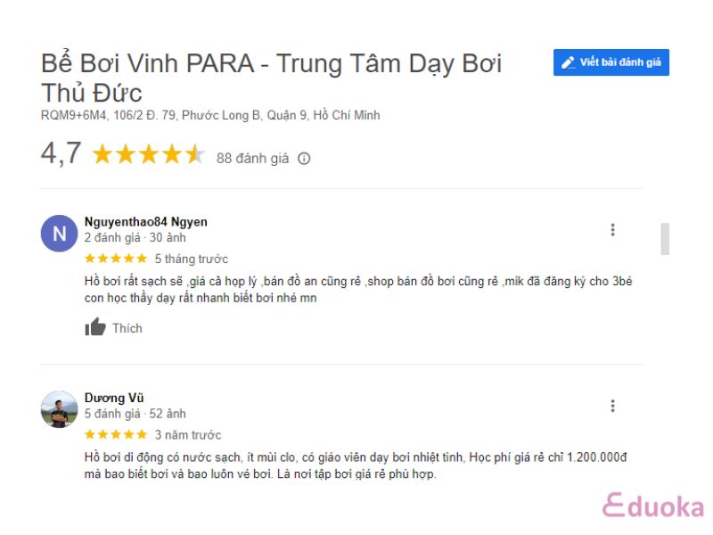 Trải Nghiệm Của Khách Hàng Về Bể Bơi Vinh PaRa