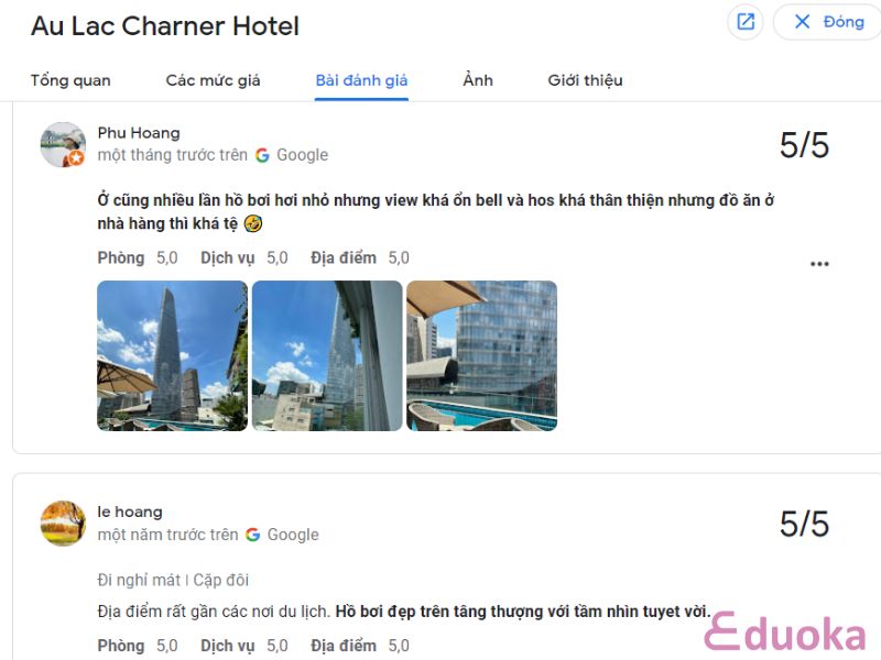 Review Của Khách Hàng Về Bể Bơi Au Lac Charner Hotel