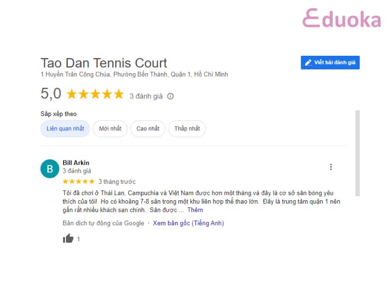 Đánh giá Tao Dan Tennis Court