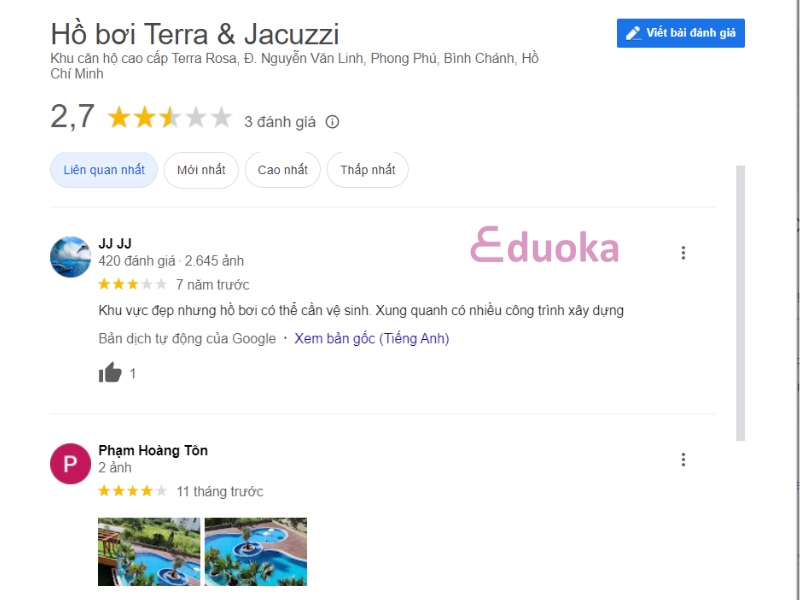 Trải nghiệm của khách hàng về Hồ Bơi  Terra & Jacuzzi 