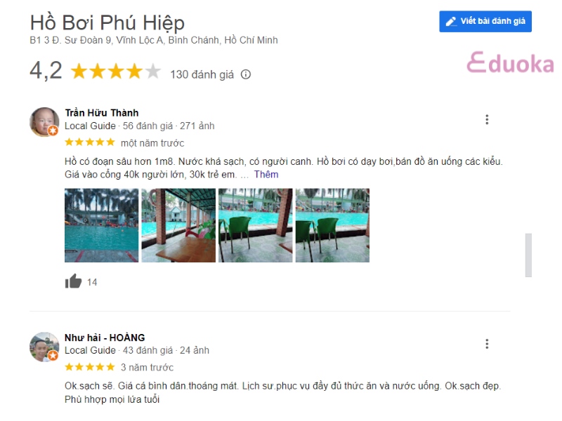 Cảm nhận của khách hàng về Hồ Bơi Phú Hiệp