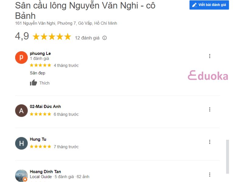 Review của các vợt thủ về sân cầu lông Nguyễn Văn Nghi