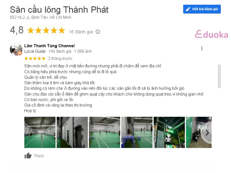 Cảm nhận của các vợt thủ về sân cầu lông Thành Phát