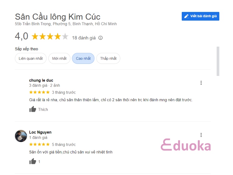 Trải nghiệm của các vợt thủ về sân cầu lông Kim Cúc