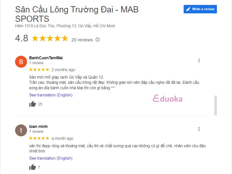 Đánh Giá Của Các Vợt Thủ Về Sân Cầu Lông Trường Đai