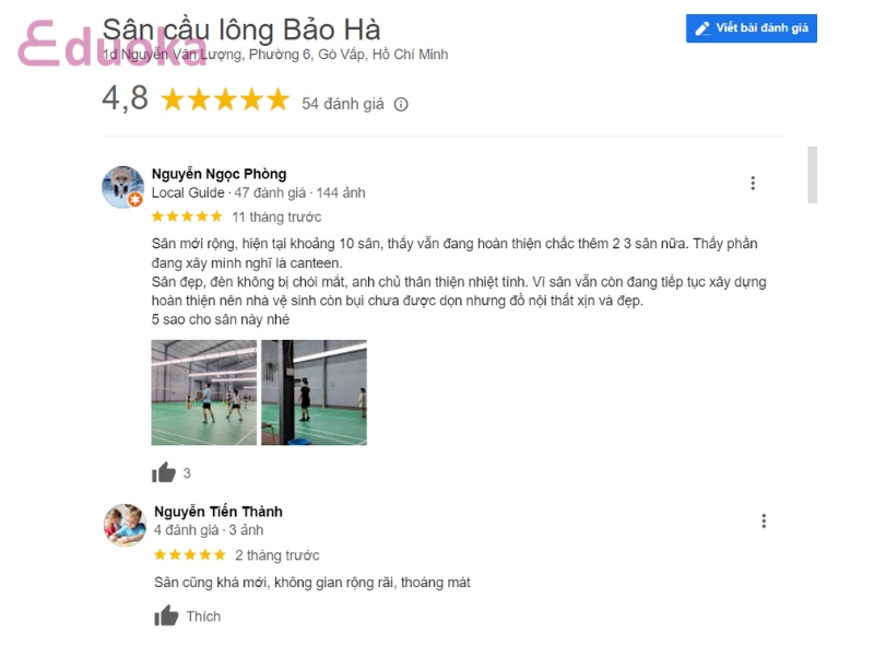 Review của các vợt thủ về sân cầu lông Bảo Hà