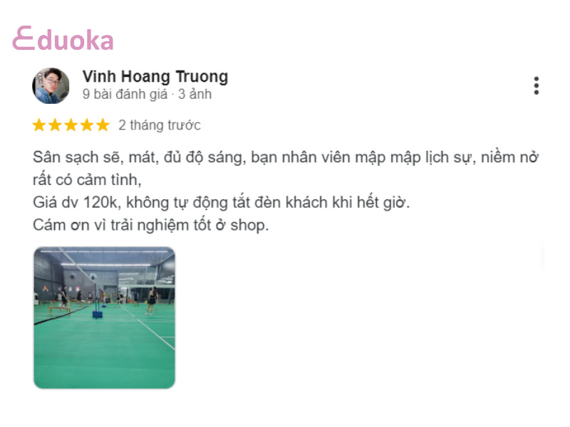 Đánh giá của các vợt thủ về sân cầu lông Khánh Linh