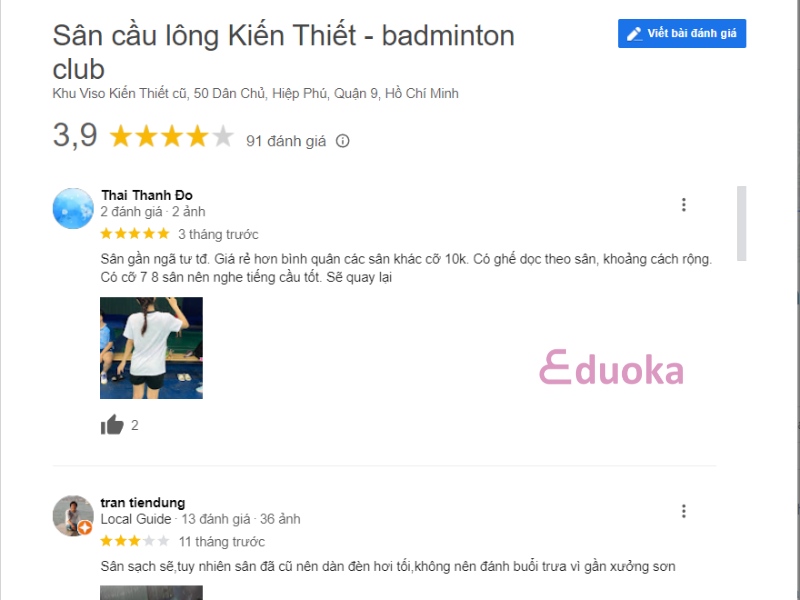 Cảm nhận của các vợt thủ về sân cầu lông Kiến Thiết