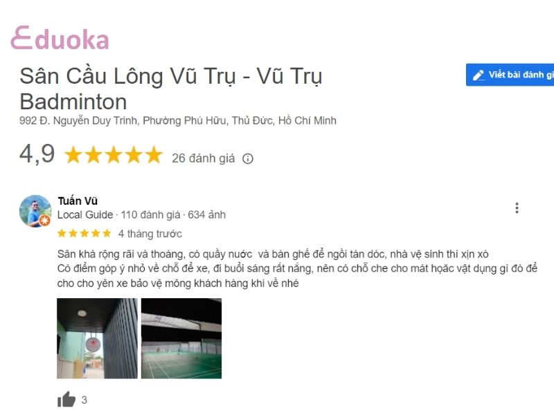 Đánh Giá của Các Lông Thủ về Sân Cầu Lông Vũ Trụ