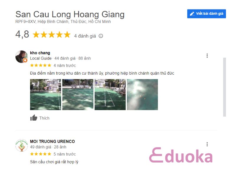 Đánh giá của các vợt thủ về Sân Cầu Lông Hoàng Giang