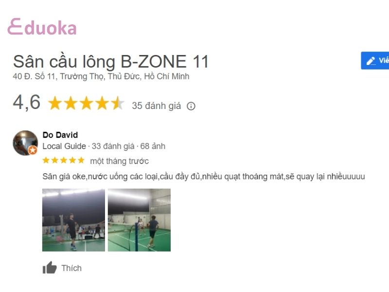 Nhận Xét Của Người Chơi Về Sân Cầu Lông B-Zone 11