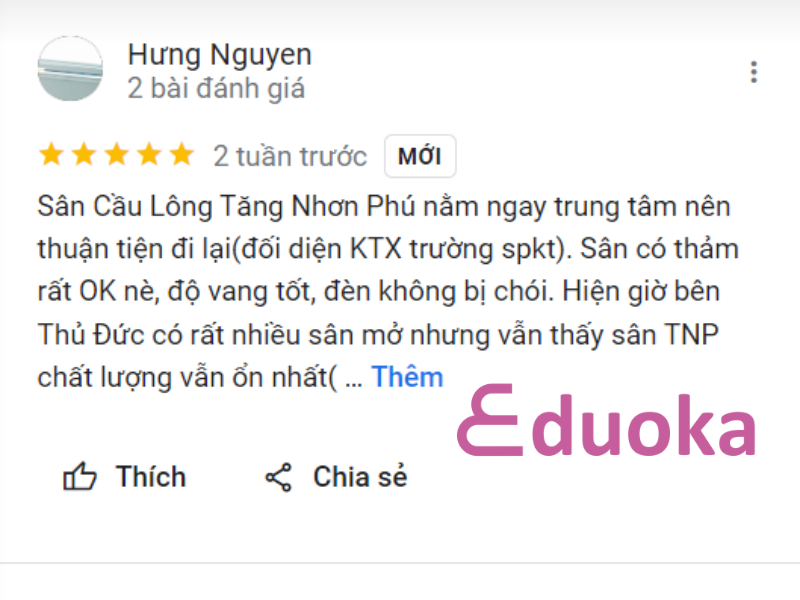 Cảm nhận của lông thủ khi trải nghiệm sân cầu lông Tăng Nhơn Phú