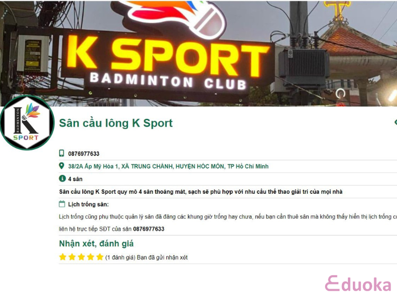 Giới thiệu chung về Sân cầu lông K Sport