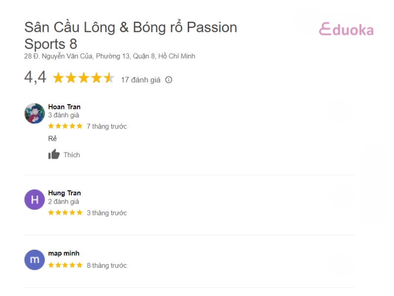 Cảm nhận của người chơi về sân cầu lông Passion Sports 8