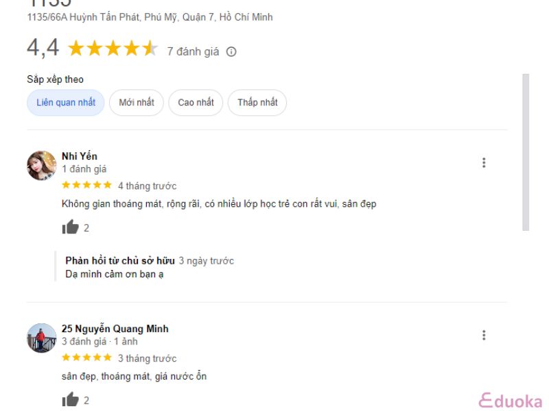 Đánh giá của người chơi về sân cầu lông 1135