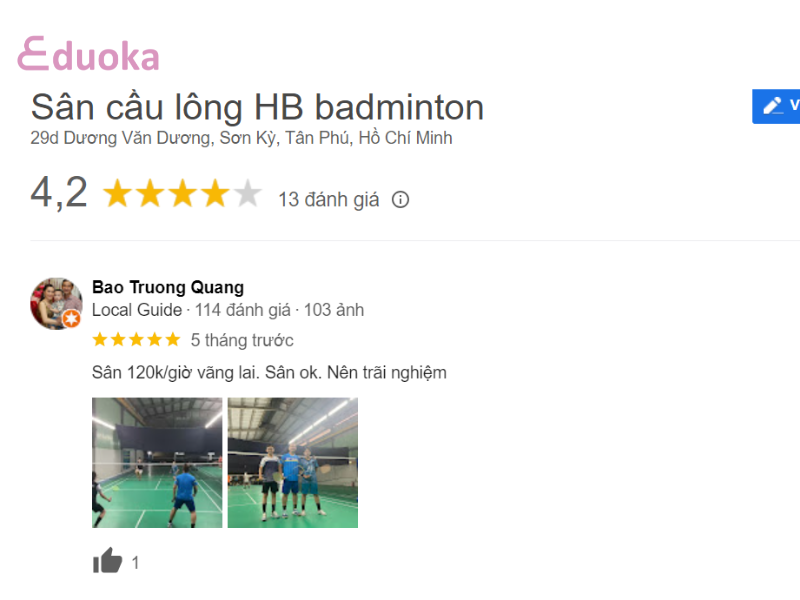 Đánh giá từ các vợt thủ về sân cầu lông HB badminton