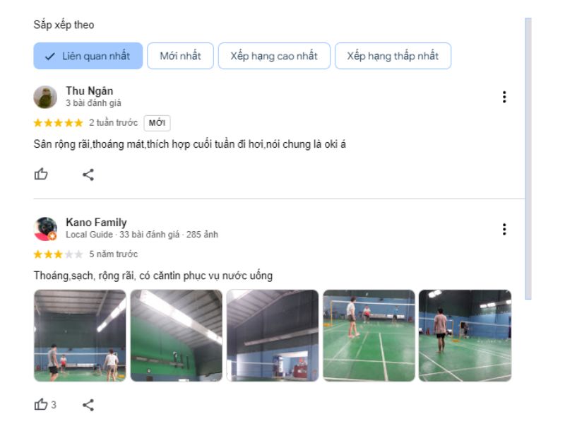 Đánh giá của các lông thủ về Sân cầu lông Làng thiếu niên Thủ Đức